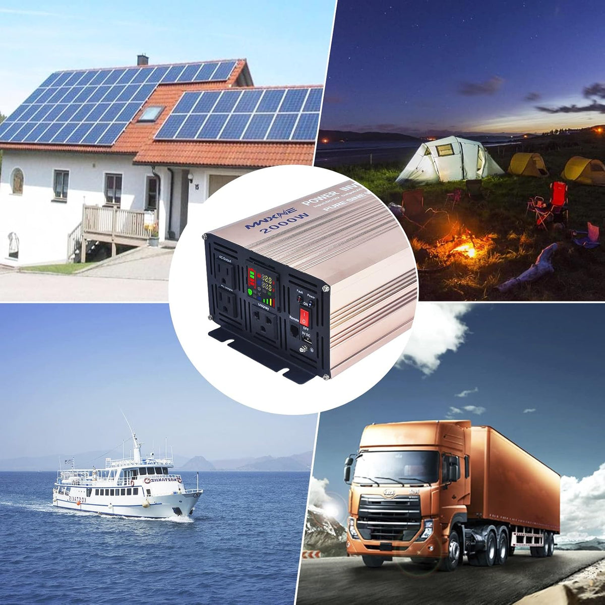 2000 Watts Pure Sine Wave Power Inverter with LCD Display L7299