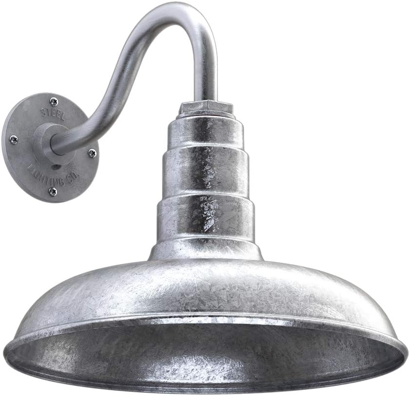 Galvanized Outdoor Barn Light with Dusk to Dawn Sensor F460
