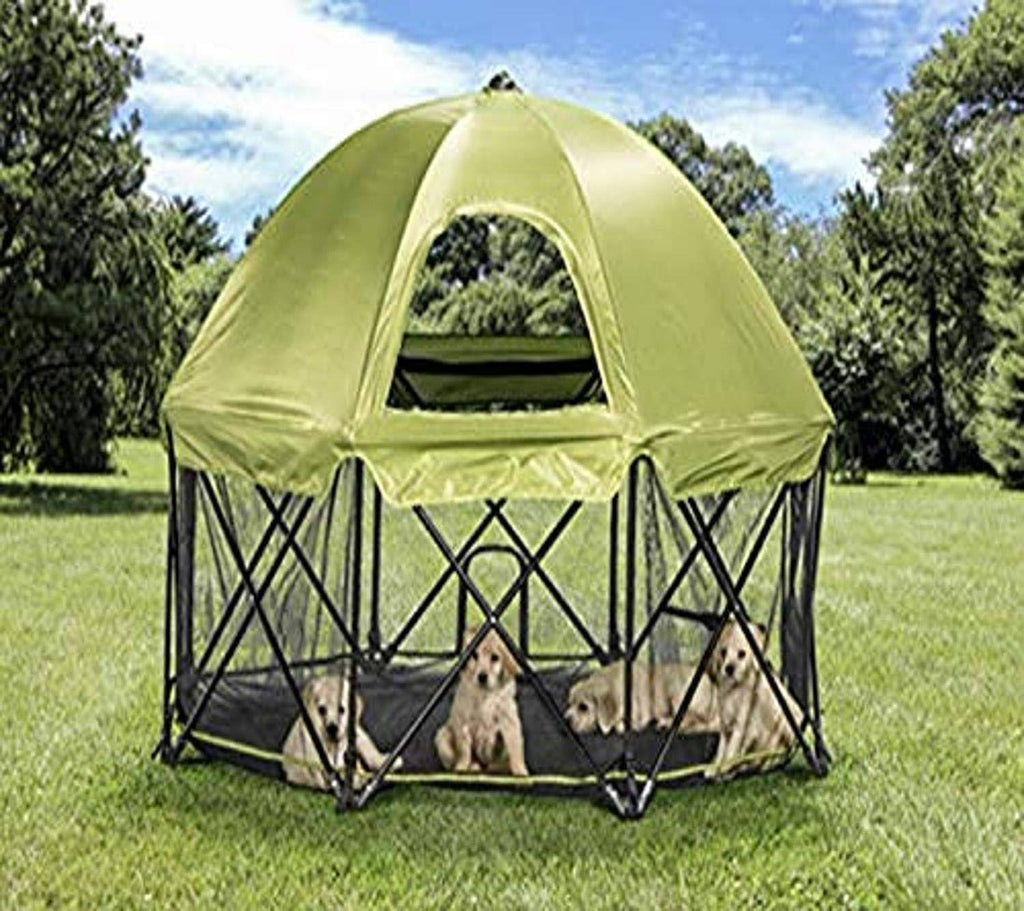 Green Eight Panel Pet Pen with Canopy X55702