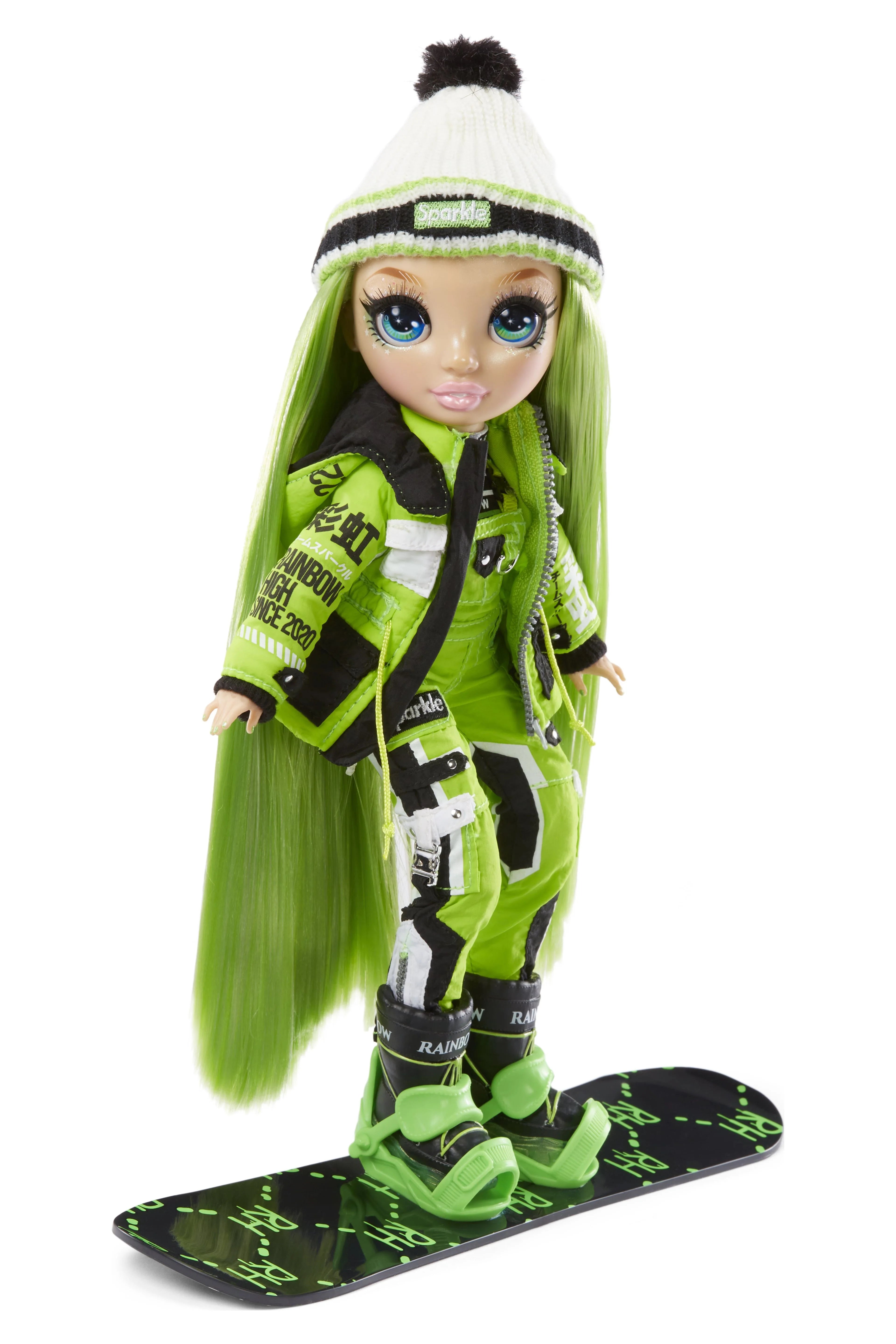 Green Winter Break Fashion Doll and Playset with 2 Complete Doll Outfits, Snowboard and Winter Doll Accessories U376