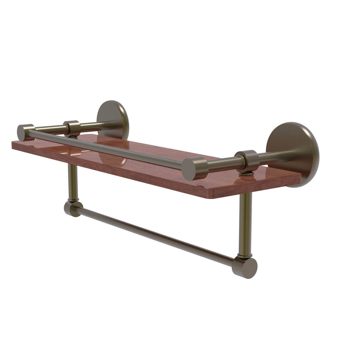 16 inch Ironwood Shelf with Gallery Rail and Towel Bar Z7716