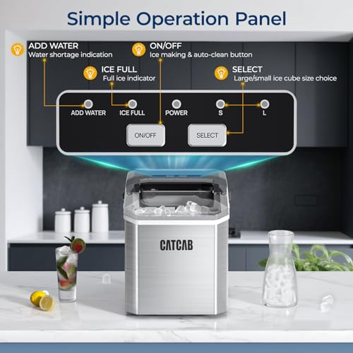 Stainless Steel Countertop Ice Maker Machine, 26.5Lbs/24H P62858
