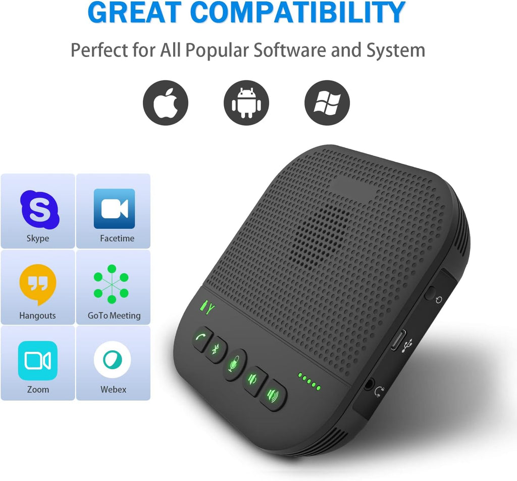 Bluetooth Speakerphone with 4 Microphones, Portable USB Conference Microphone, Pack of 2 D24253