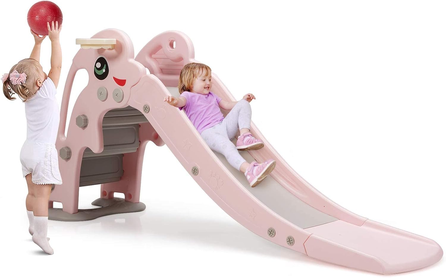 4 in 1 Folding Toddler Slide with Basketball Hoop P187