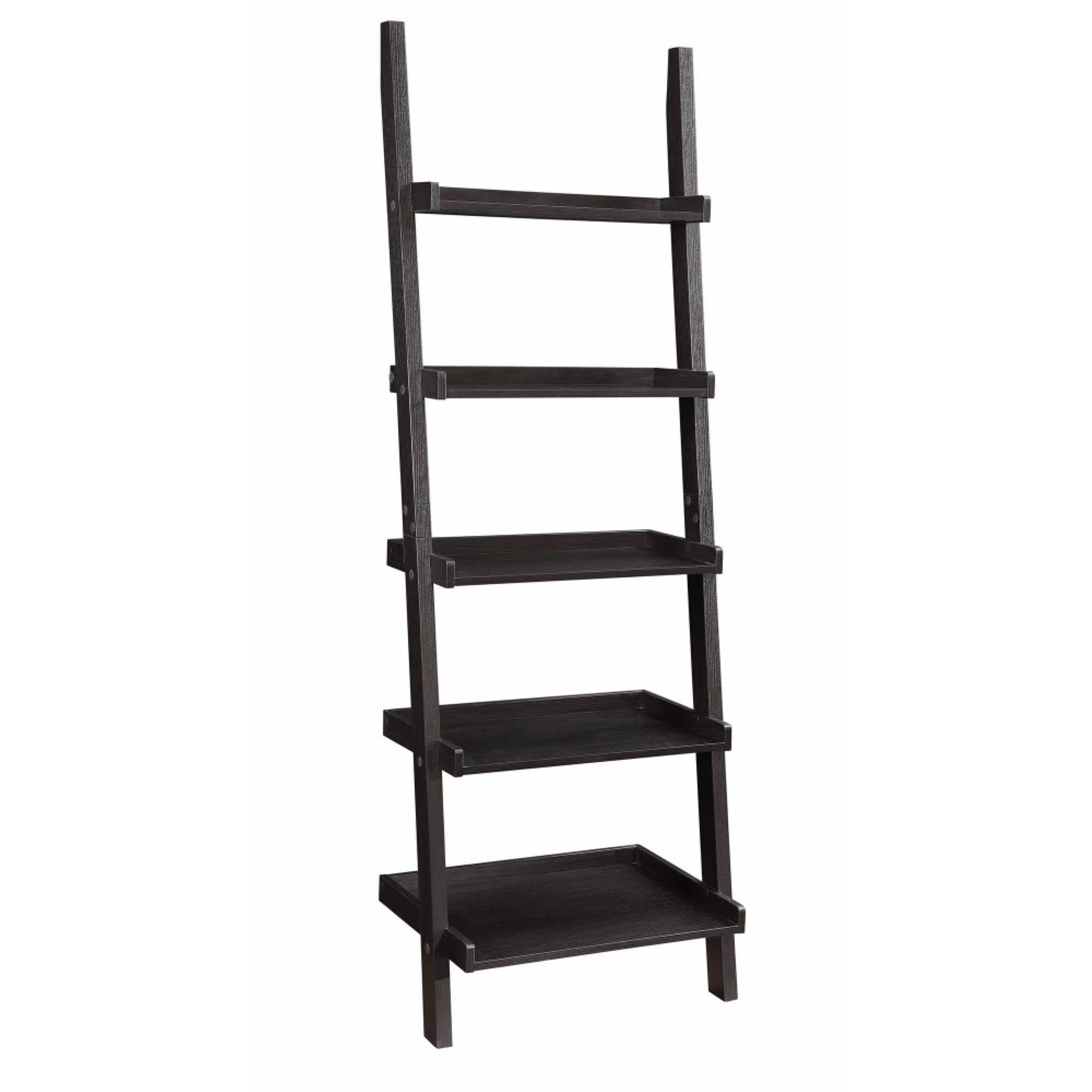 Brown Wooden Ladder Bookcase with 5 Shelves T317