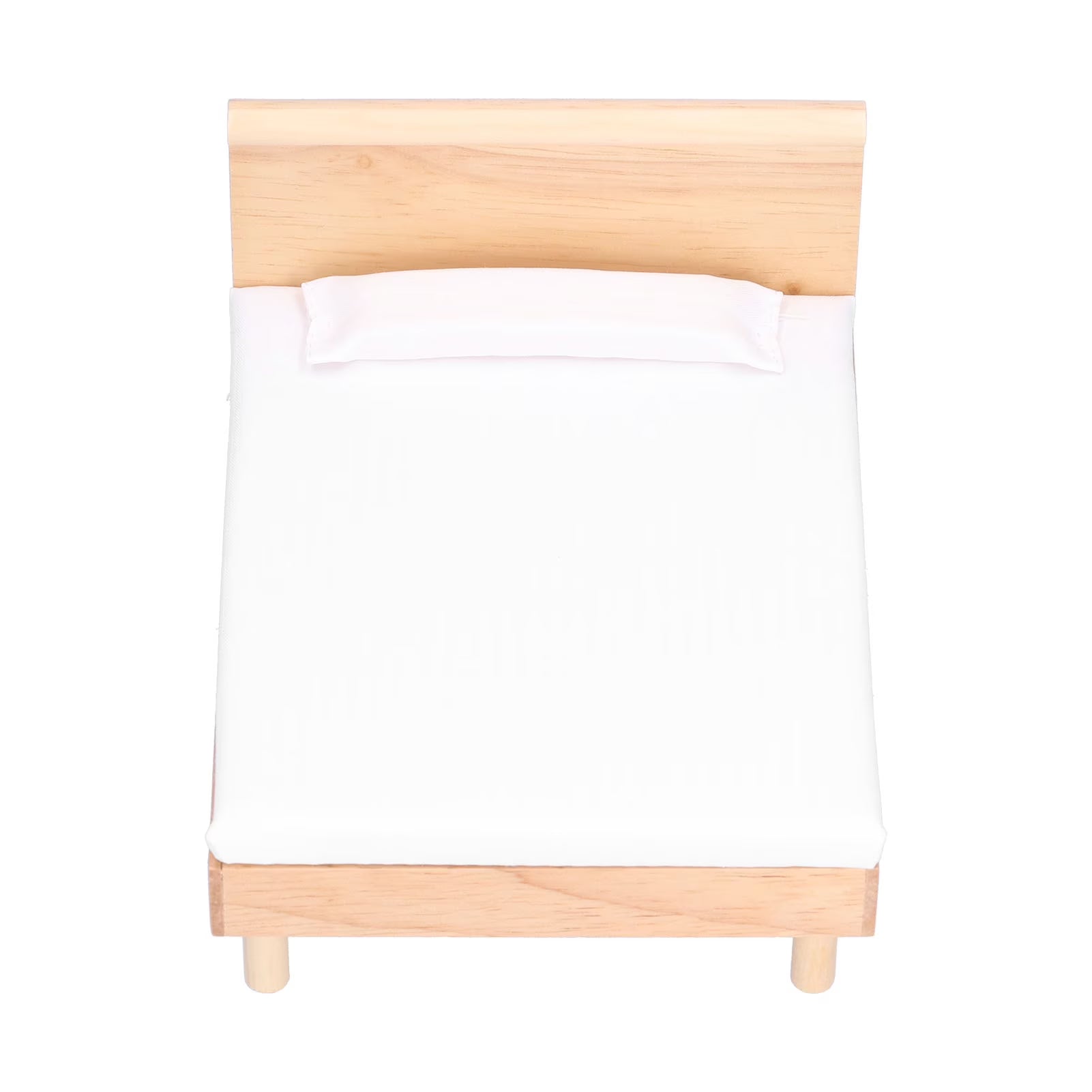 Wooden Double Bed for Dollhouse Decoration W16556