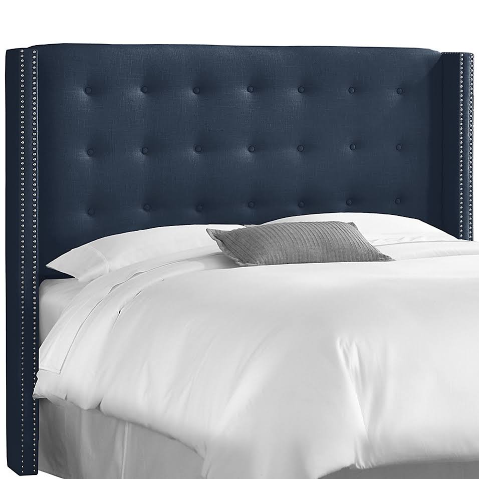 Navy Tufted Wingback Headboard J78972