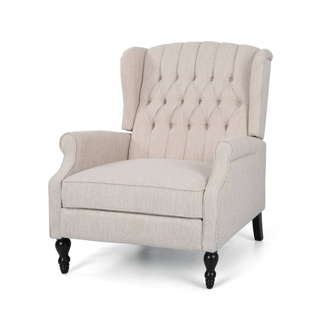 Navy Blue Oversized Fabric Push Back Recliner D3416