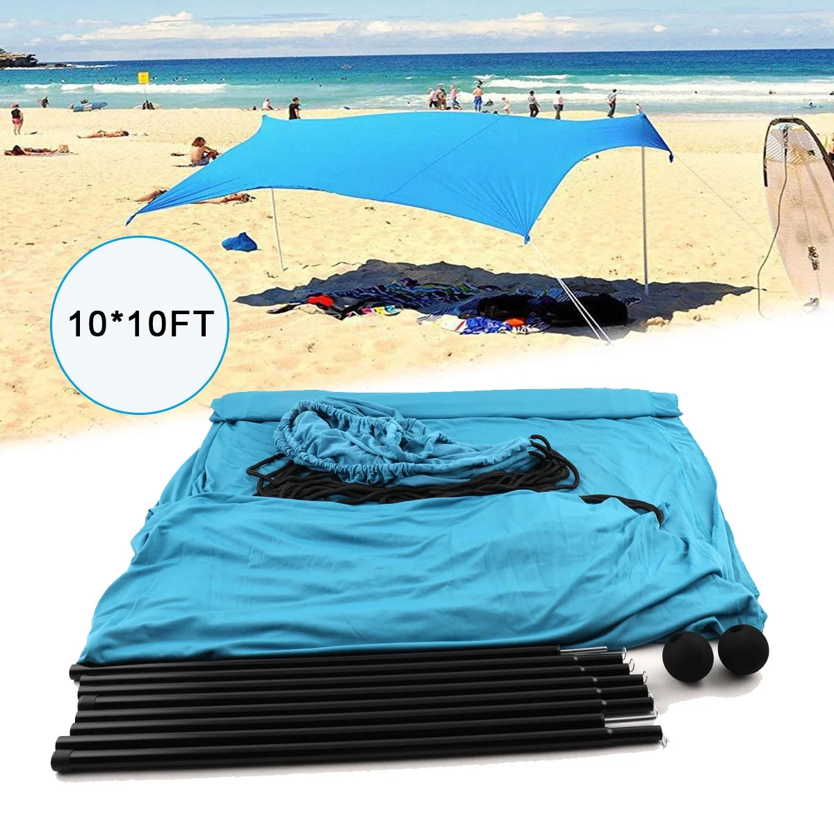 10 x 10 ft Pop Up Beach Canopy Tent with Stability Poles K31103