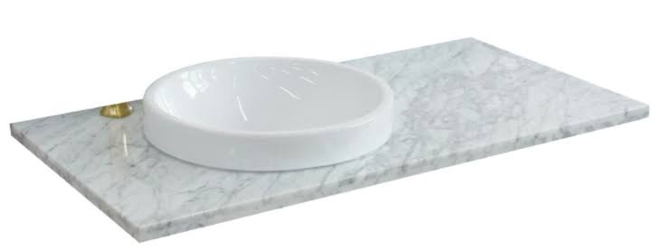 White Carrara Top Single Round Left Sink R904