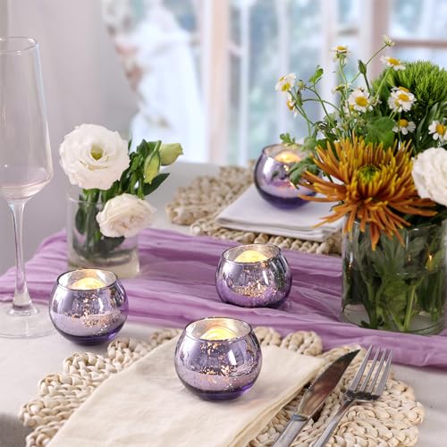 Round Gold Mercury Glass Candle Holder Set of 12 B39573