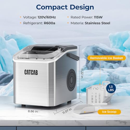 Stainless Steel Countertop Ice Maker Machine, 26.5Lbs/24H P62858