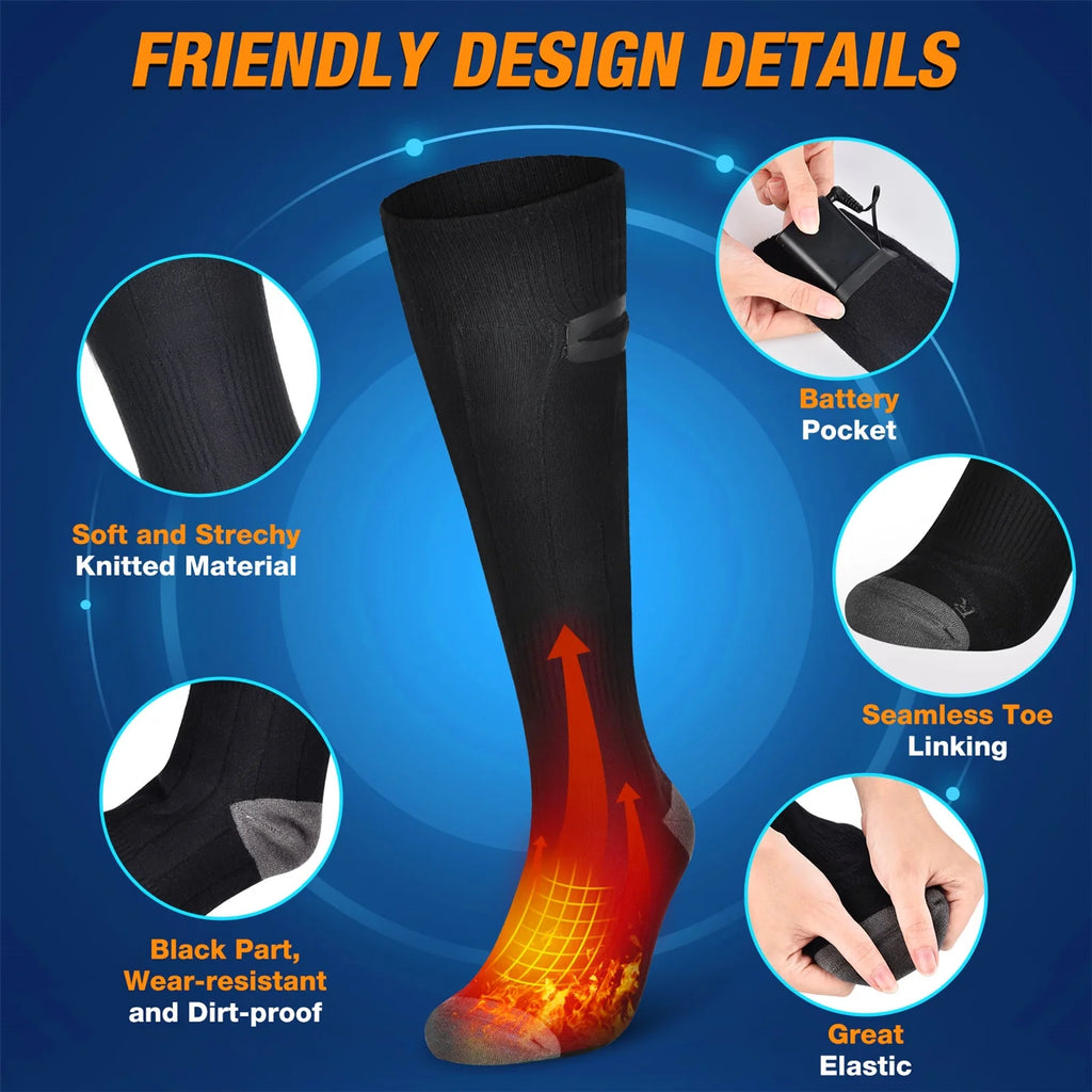 Heated Socks with 4000mAh Battery, M (Black) Y878