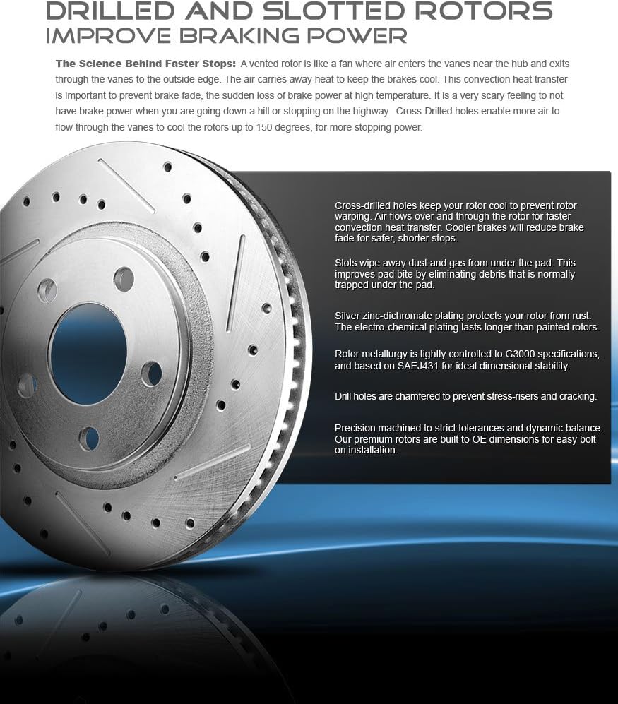 FRONT 240mm Drilled & Slotted 4 Lug Rotors Pack of 2 Q4986