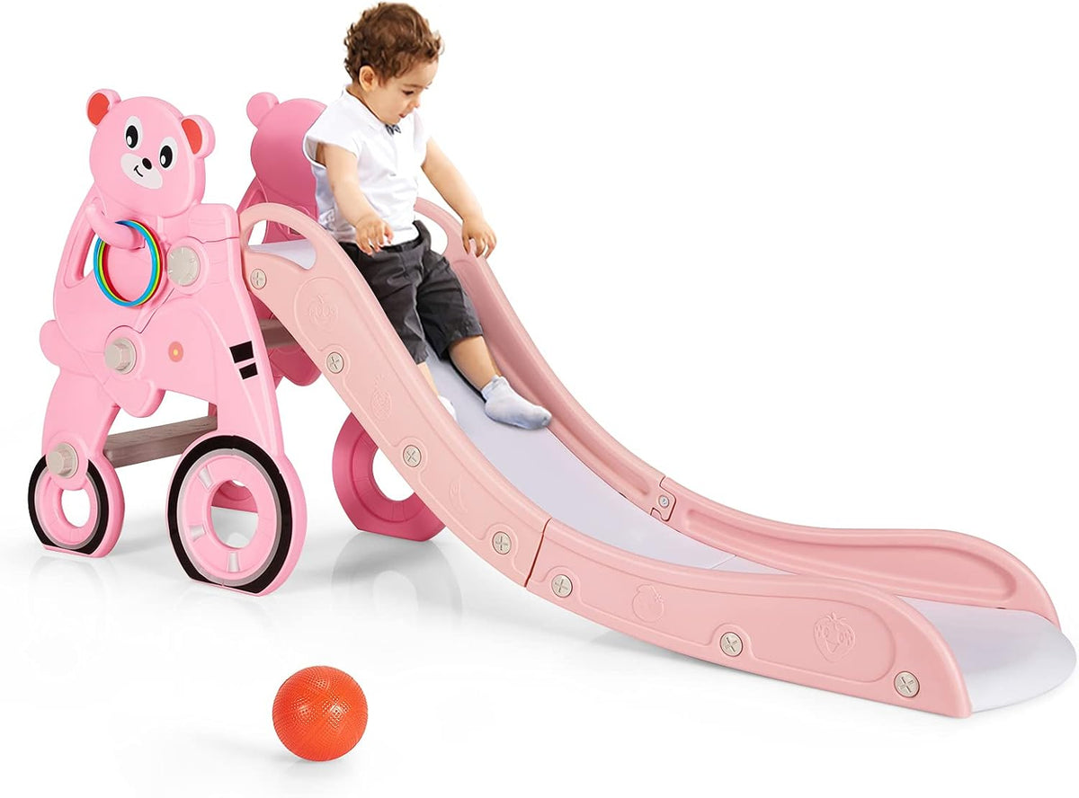 4 in 1 Folding Toddler Slide with Basketball Hoop P187