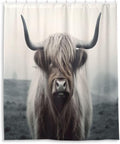 Highland Cow Waterproof Fabric Shower Curtain with Hooks, 60x72 inch X6293