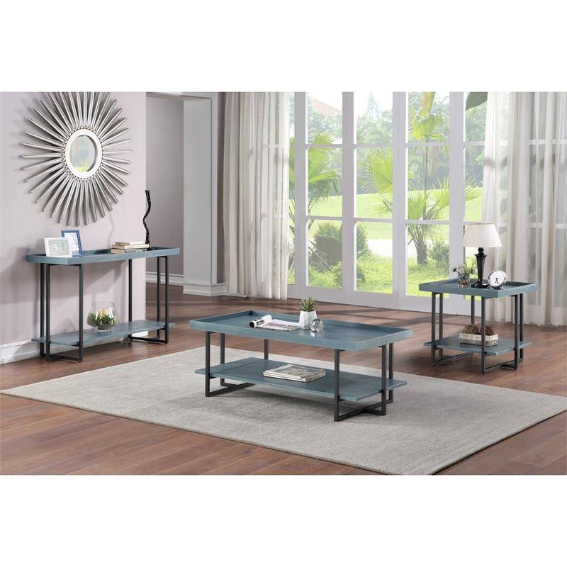 Antique Blue Wood Console Table D371240