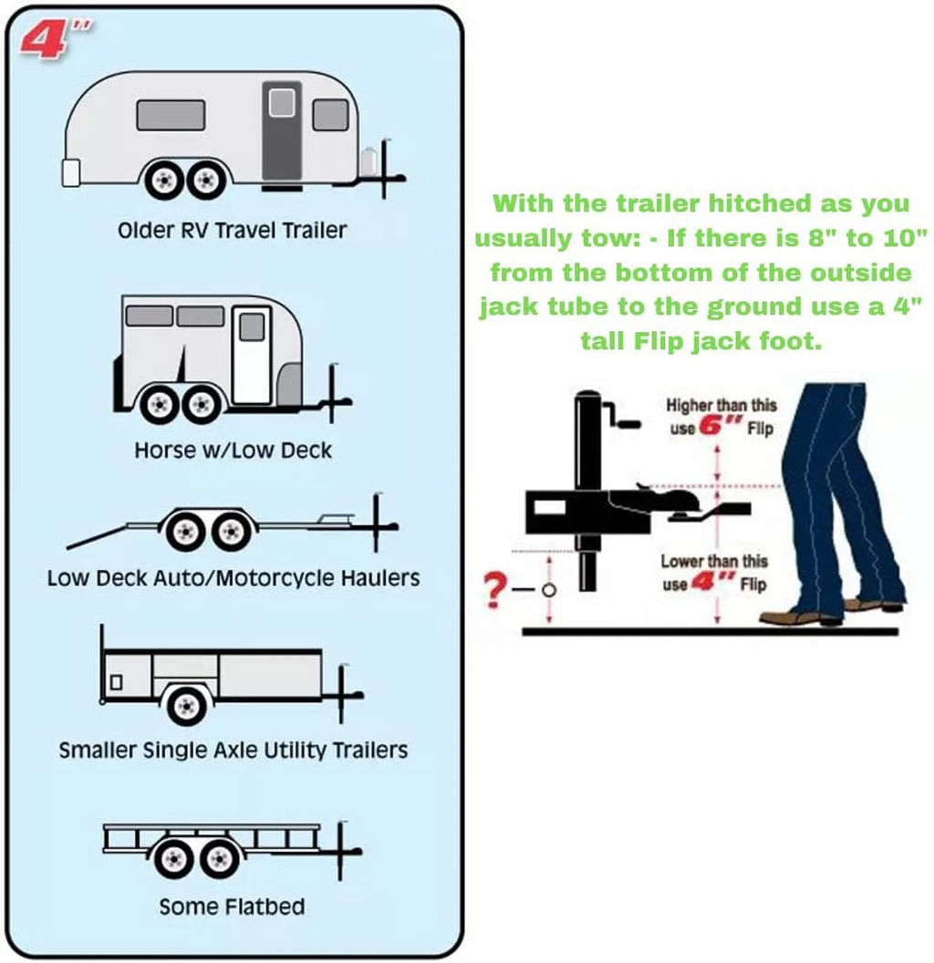 Zinc A-Frame Trailer Jack with 4" Flip Foot M324840