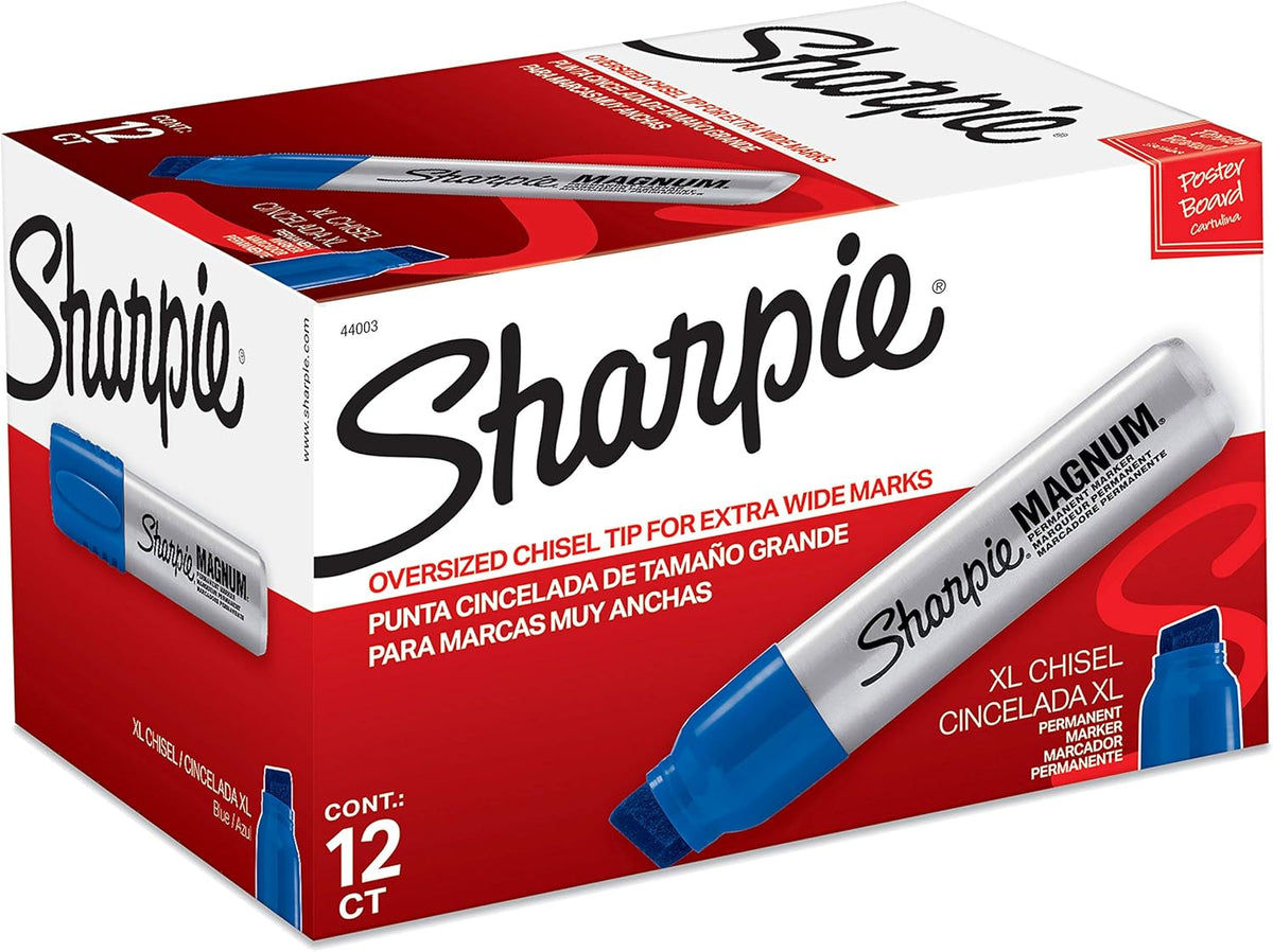 Permanent Markers, Chisel Tip, Blue, Box of 12 N762836