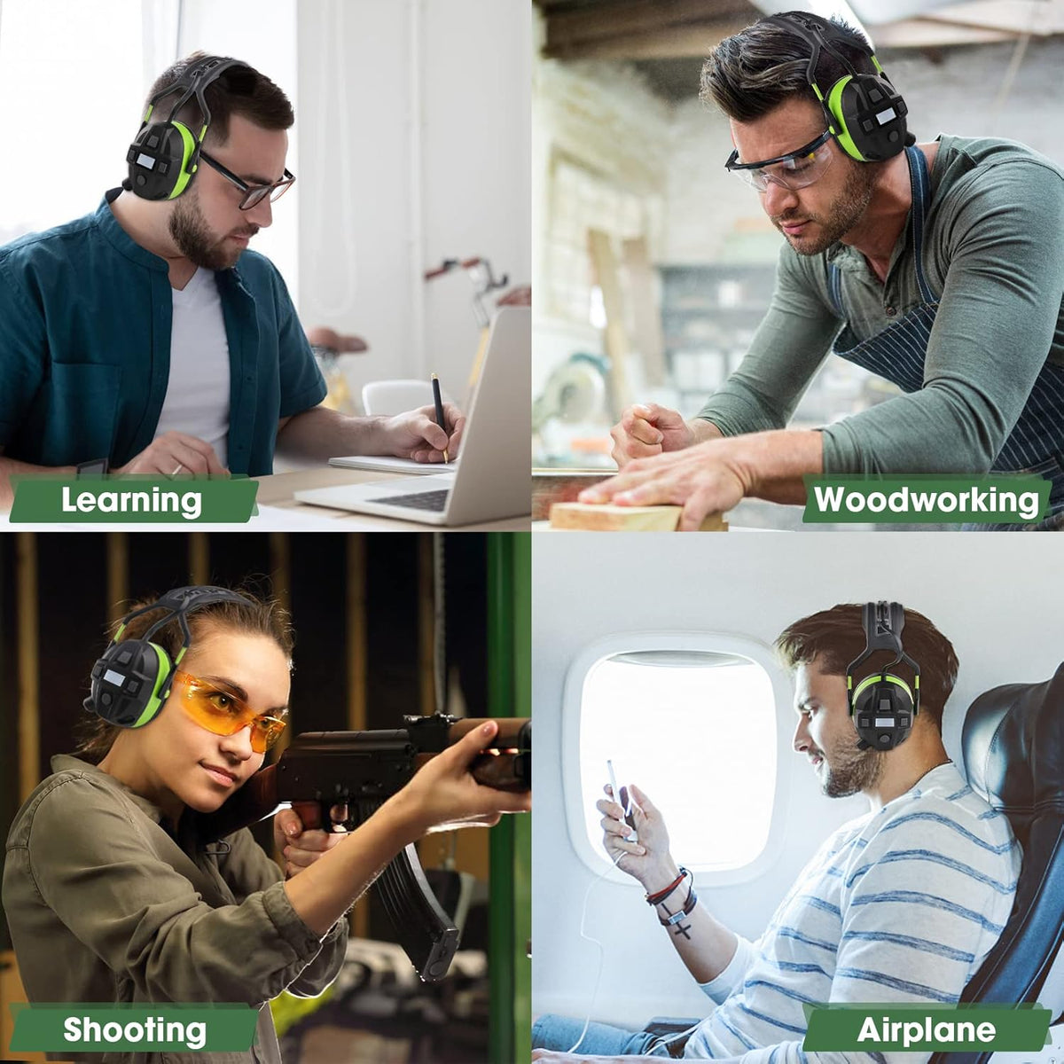 Green Bluetooth Noise Reduction Safety Ear Muffs with Mic Z742810