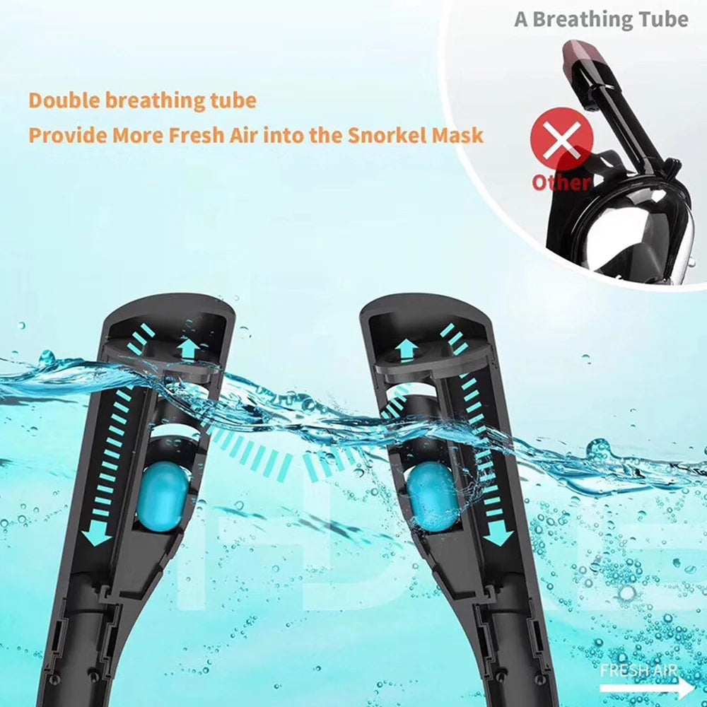 Snorkeling Diving Goggles with Double Tube Silicone I29934