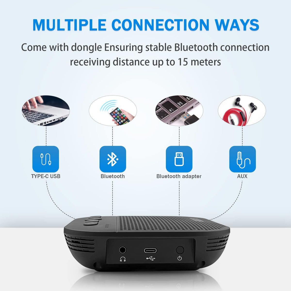Bluetooth Speakerphone with 4 Microphones, Portable USB Conference Microphone, Pack of 2 D24253