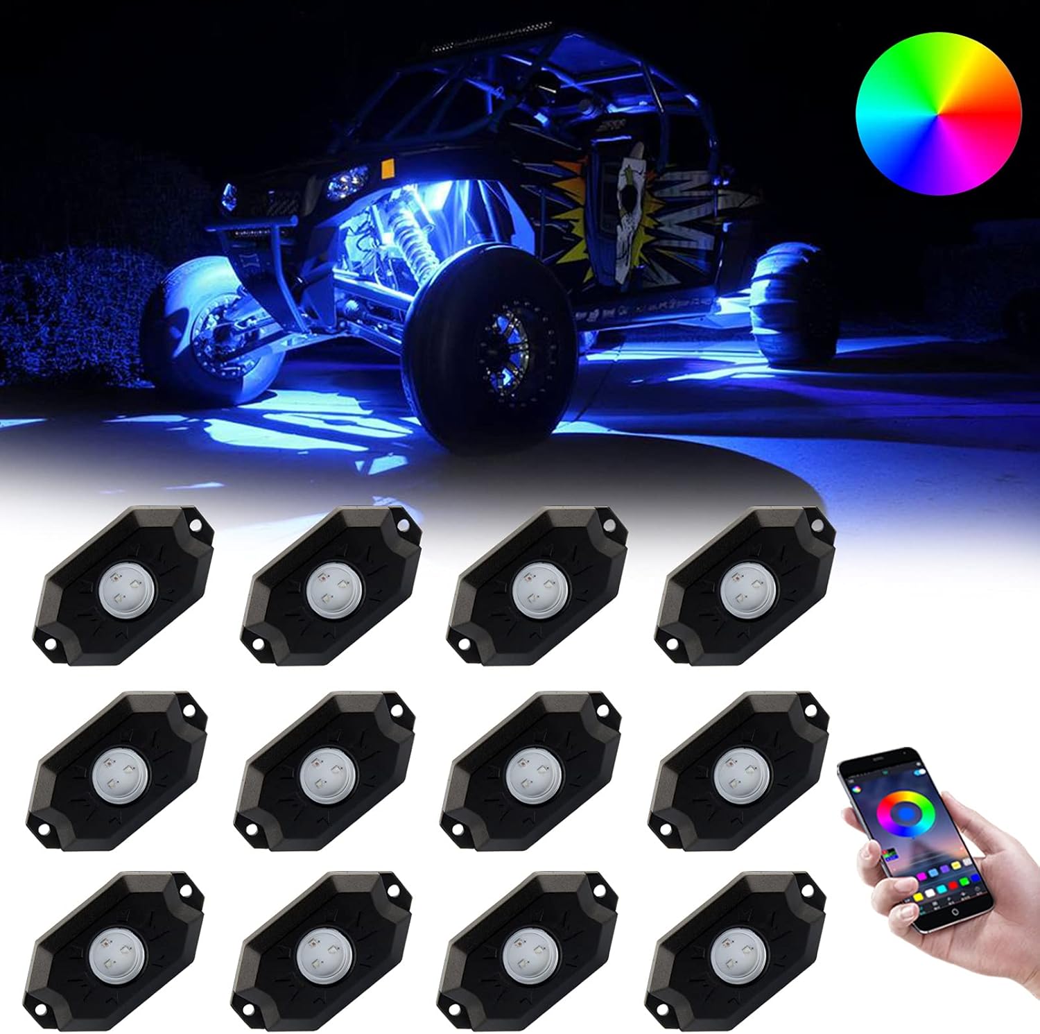 RGB LED Rock Lights with APP Bluetooth Controller B834620