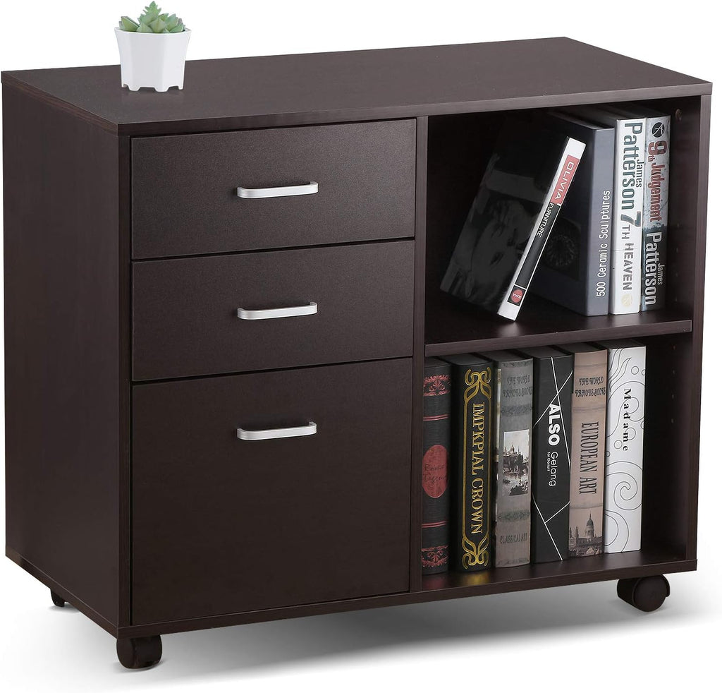 Oak 2 Drawer Mobile Wood File Cabinet with Wheels A13377