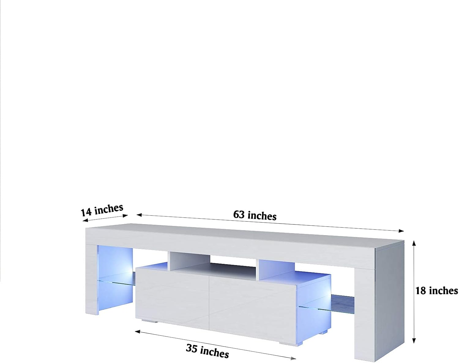 White High Gloss TV Cabinet with Storage and 2 Drawers K7228