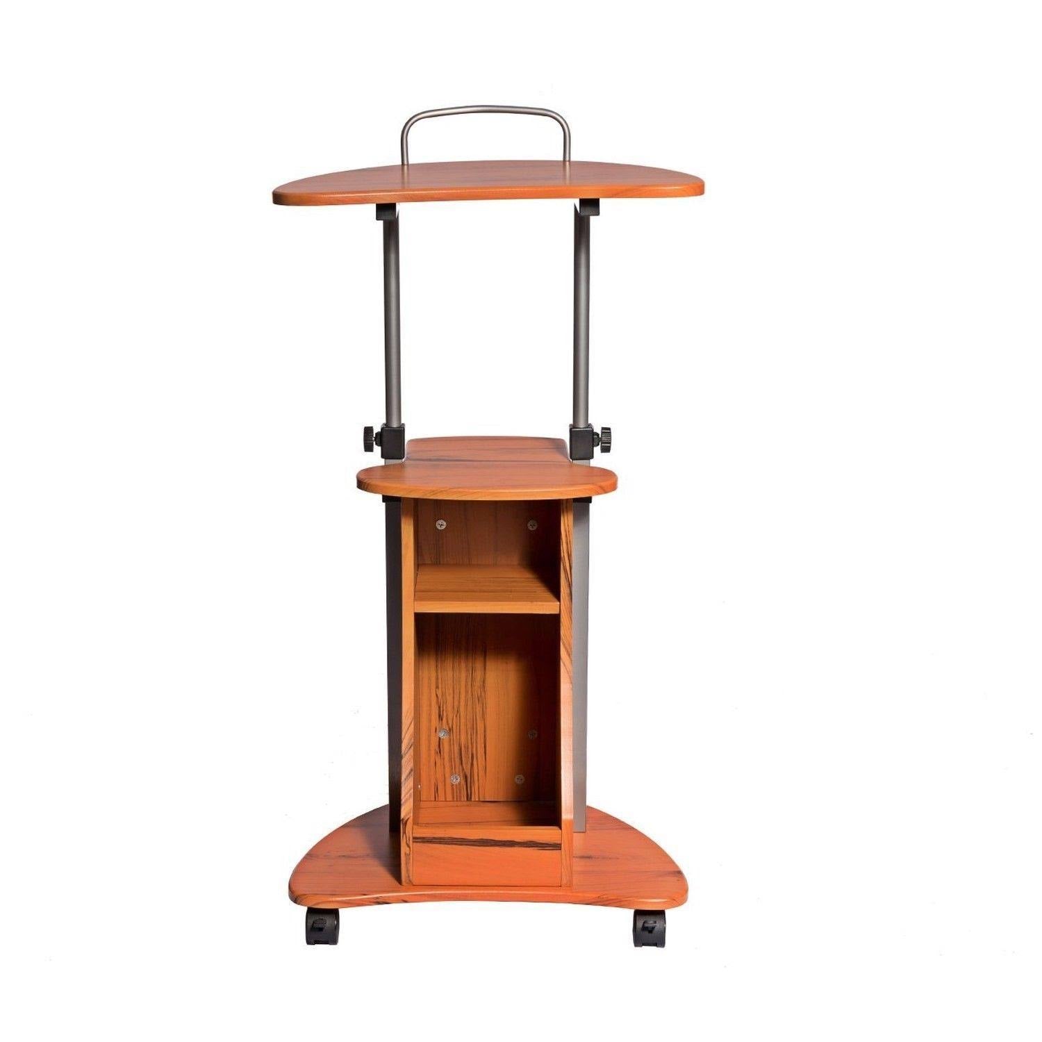 Woodgrain Adjustable Height Laptop Cart with Storage M75149