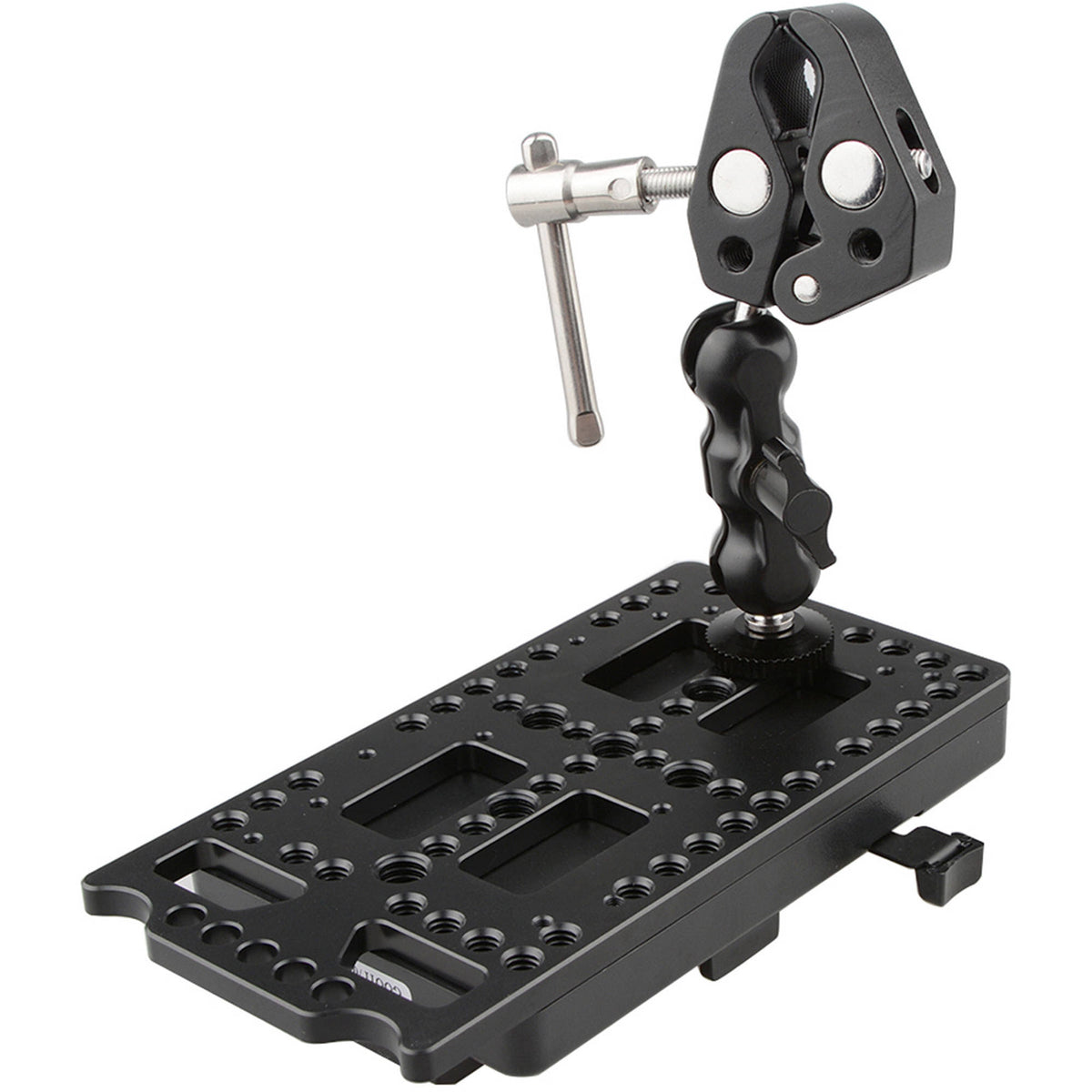 V-Lock Battery Plate with Power Supply Splitter, Super Clamp Crab Pliers Clip and Ball Head Mount T774