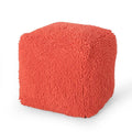 Pink Microfiber Chenille Cube Pouf U41015