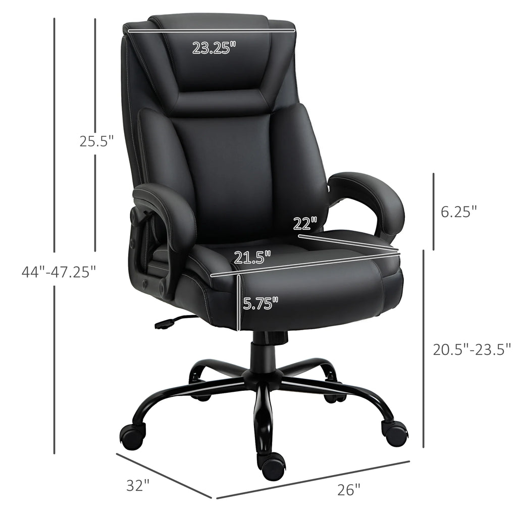 Big and Tall Executive Office Chair with High Back PU Leather, Black L593892