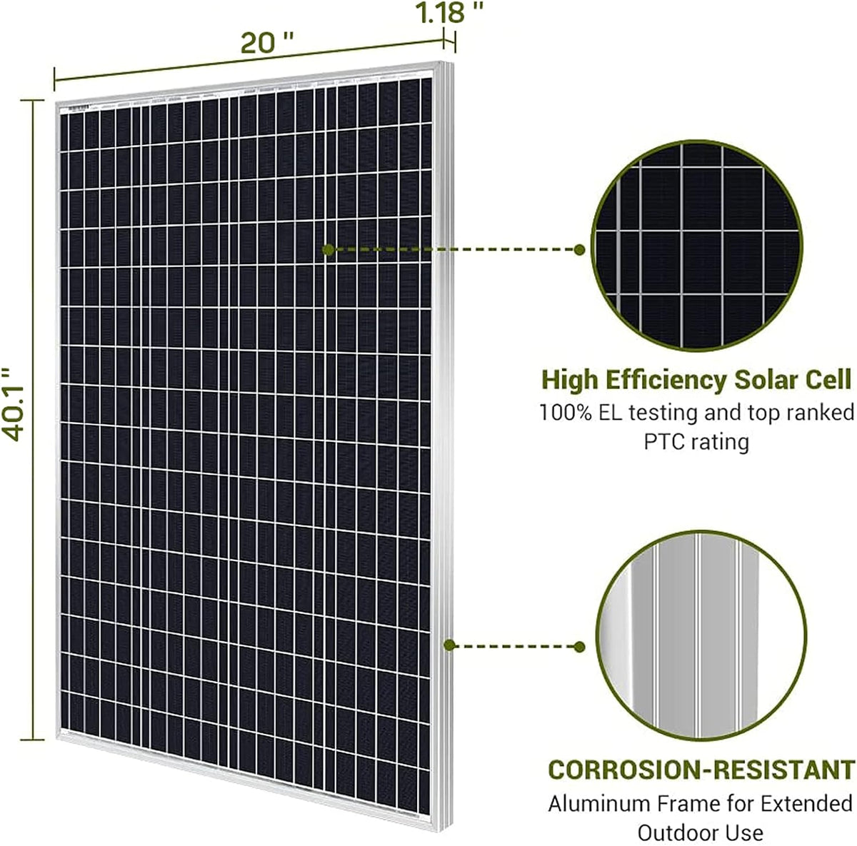 100W 12V Monocrystalline Solar Panel Kit with 30A PWM Charge Controller Z7844