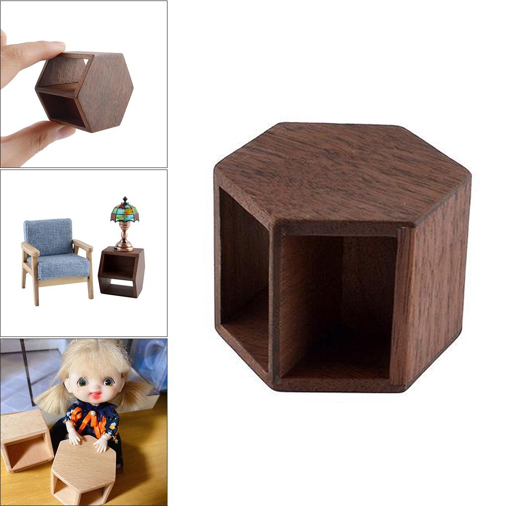Walnut Hexagonal End Table Dollhouse Miniature Furniture D395