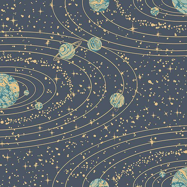 Navy Orbit Celestial Wallpaper U858883