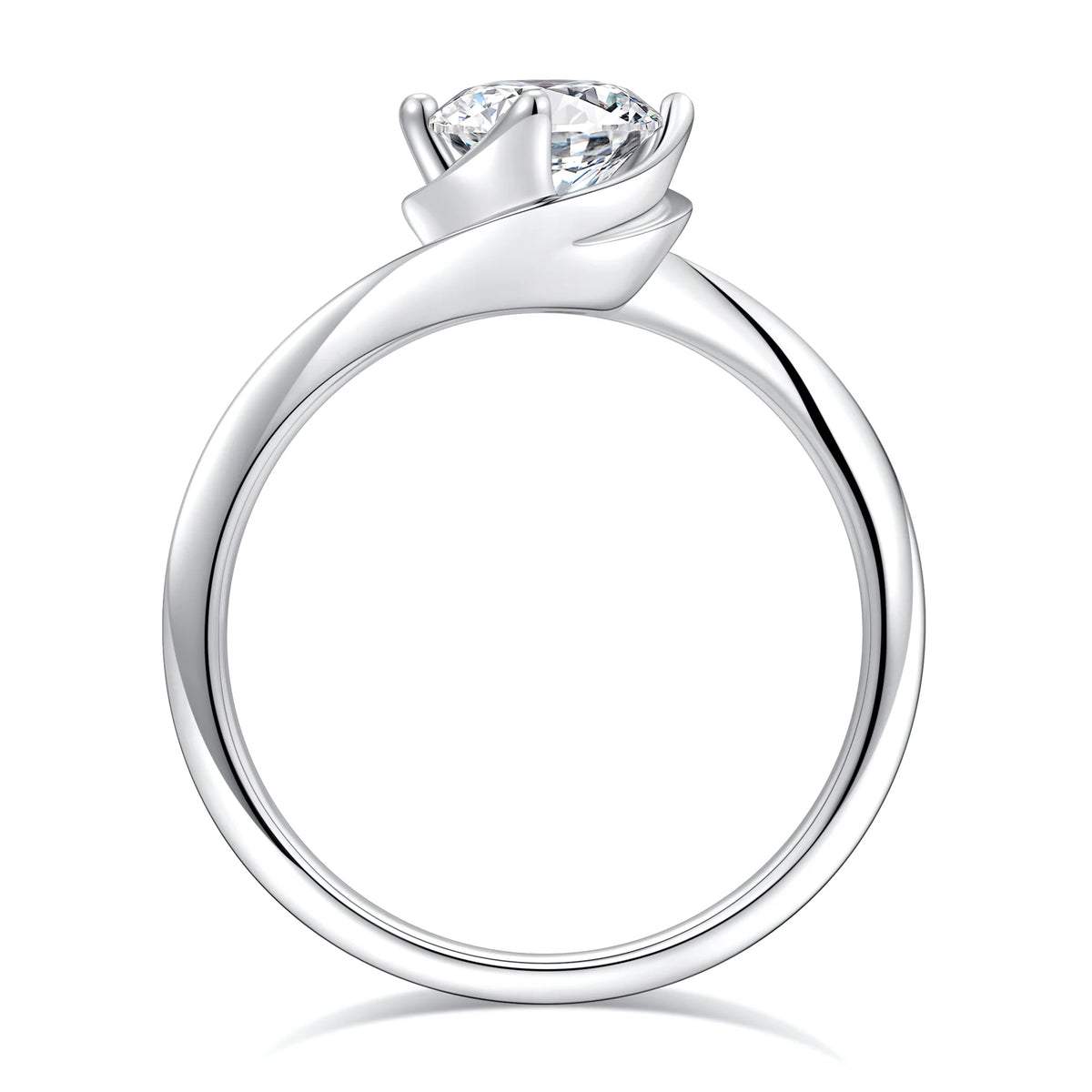1ct Solitaire Moissanite Engagement Ring 925 Sterling Silver Four-Prong Round Cut Ring X815