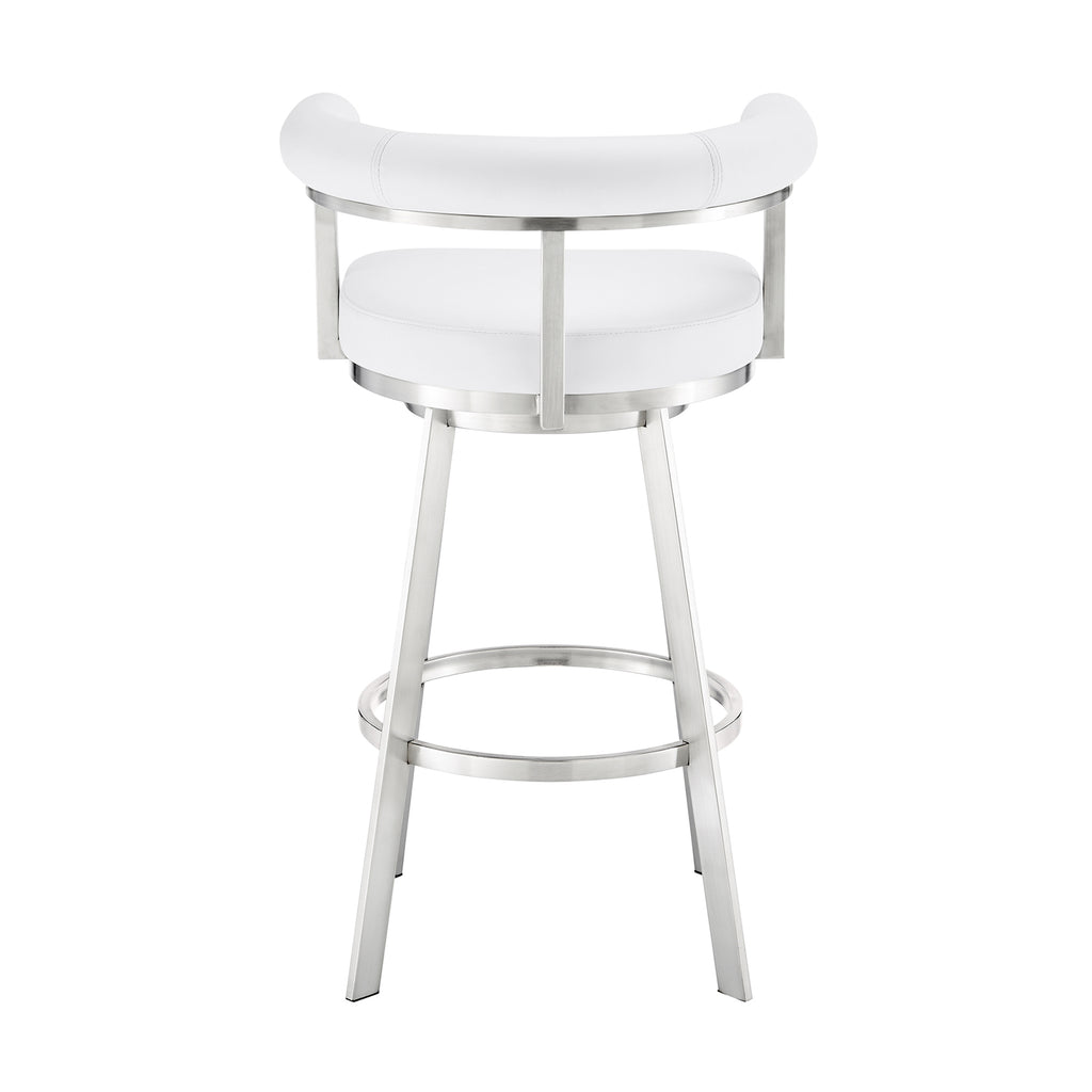 White/Chrome Swivel Counter Stool V32501