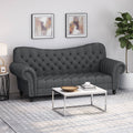 Charcoal Button Tufted Fabric 3 Seater Sofa C33972