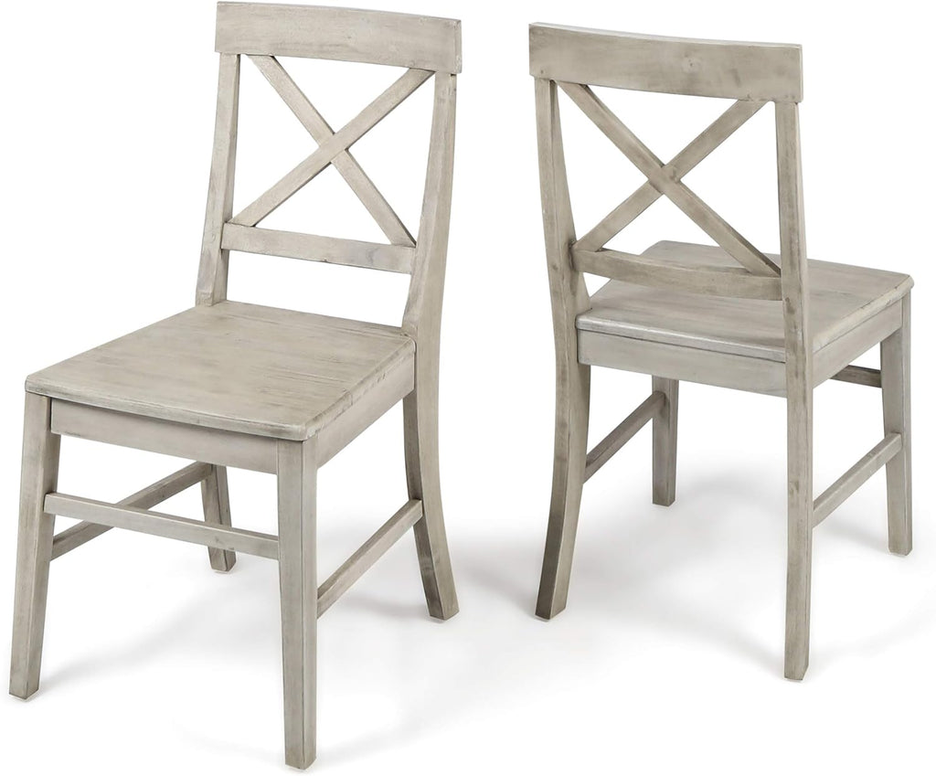 Light Grey Acacia Wood Dining Chairs U171459