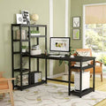 Black Reversible Computer Desk with Hutch D8465