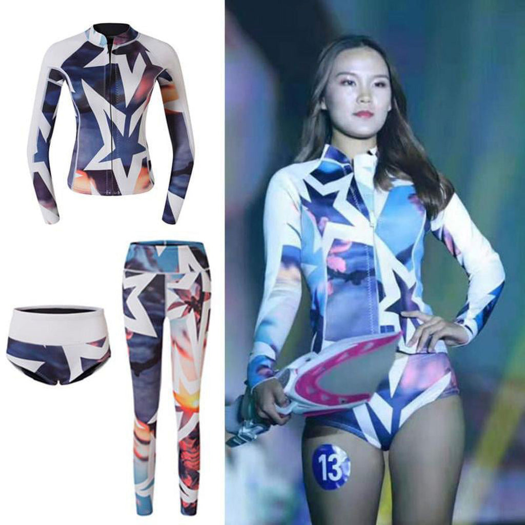 3pcs/Set Women Wetsuit Snorkeling Diving Surfing Jacket Shorts M R6238