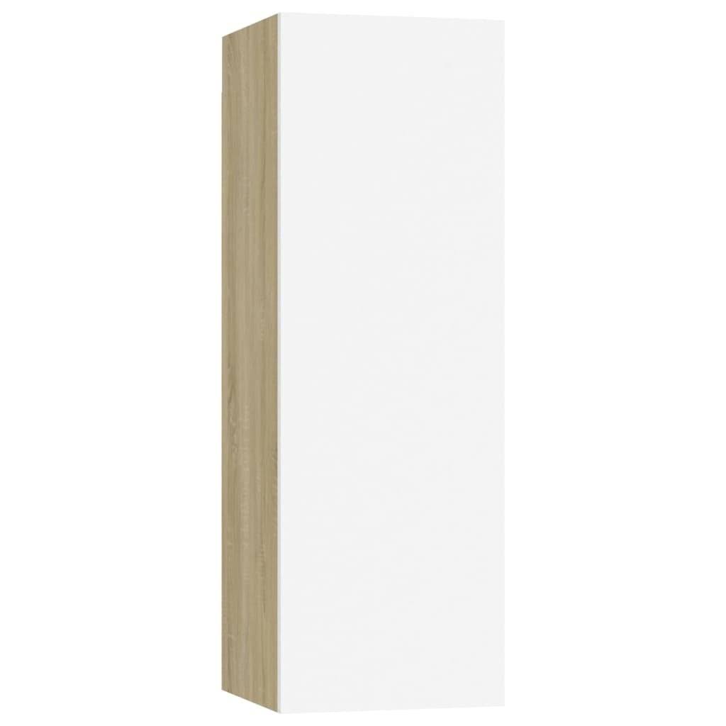 White and Sonoma Oak TV Cabinet Chipboard S578