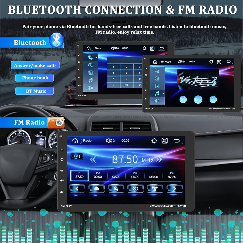 9 Inch Single Din Car Stereo with Carplay Touch Screen Bluetooth Car Radio W8120
