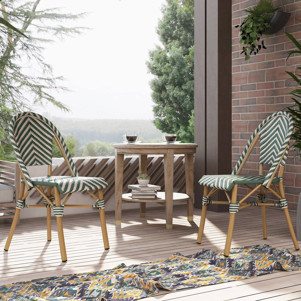 Grey Chevron Patterned Wicker Patio Chair C46423