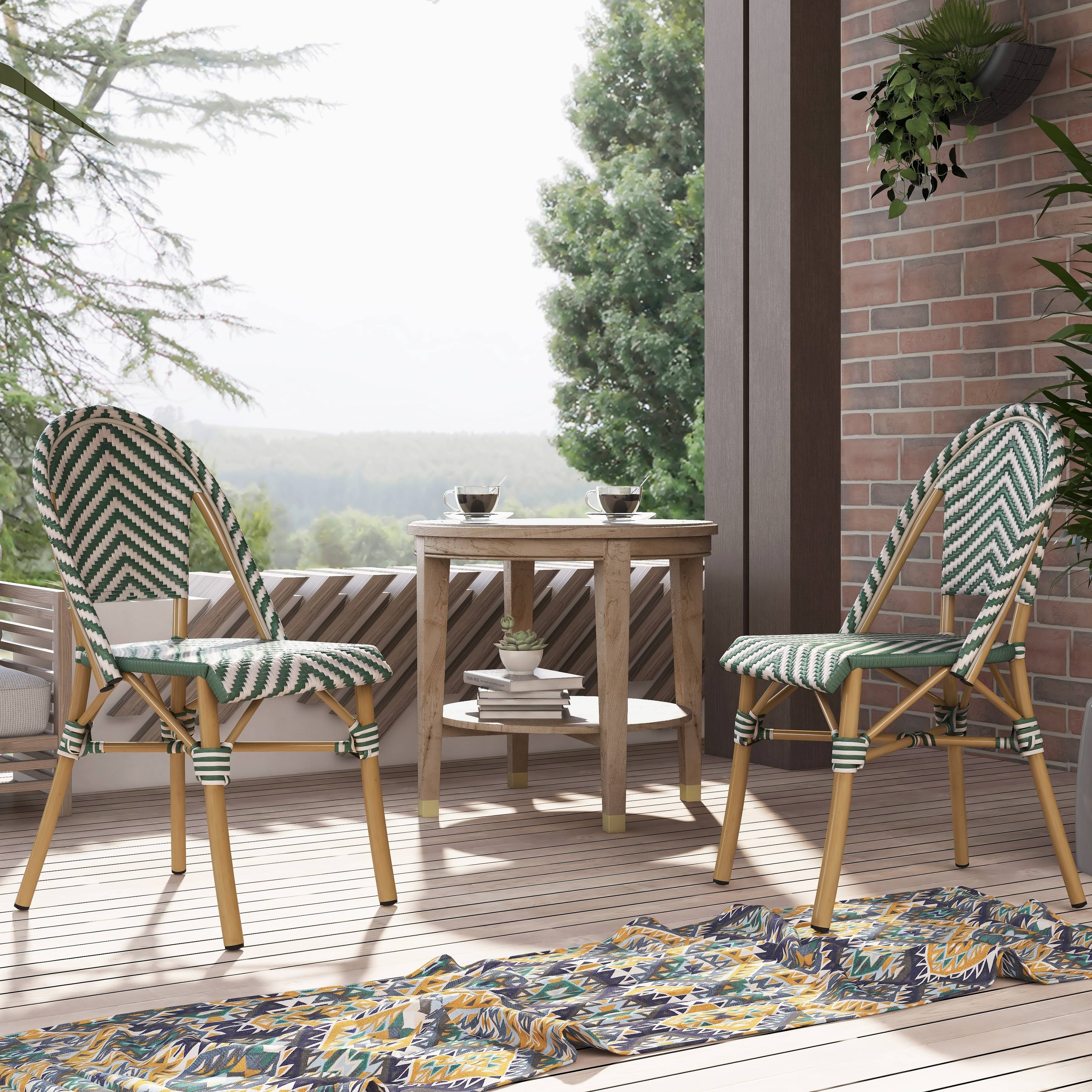 Grey Chevron Patterned Wicker Patio Chair C46423