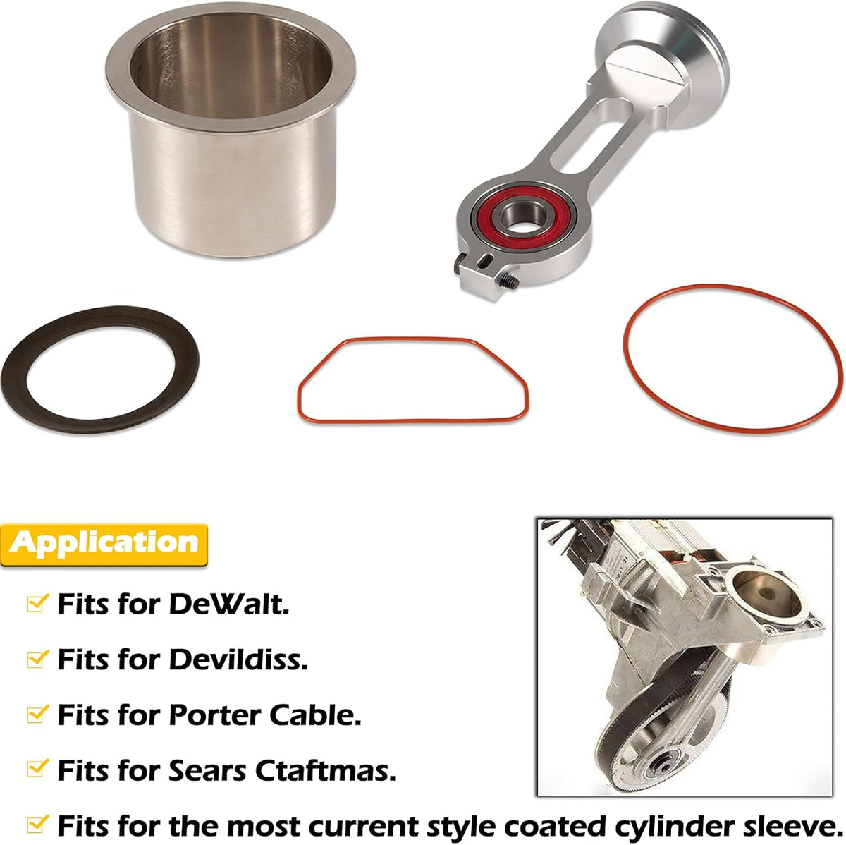 Compressor Piston Kit Connecting Rod Replacement Kit for Oil Free Air Compressor Pump J629510