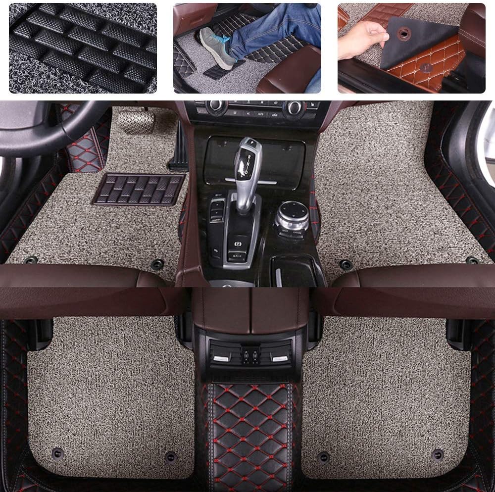 Double Layer Pu Leather & PVC Non-Slip Car Floor Mats D169