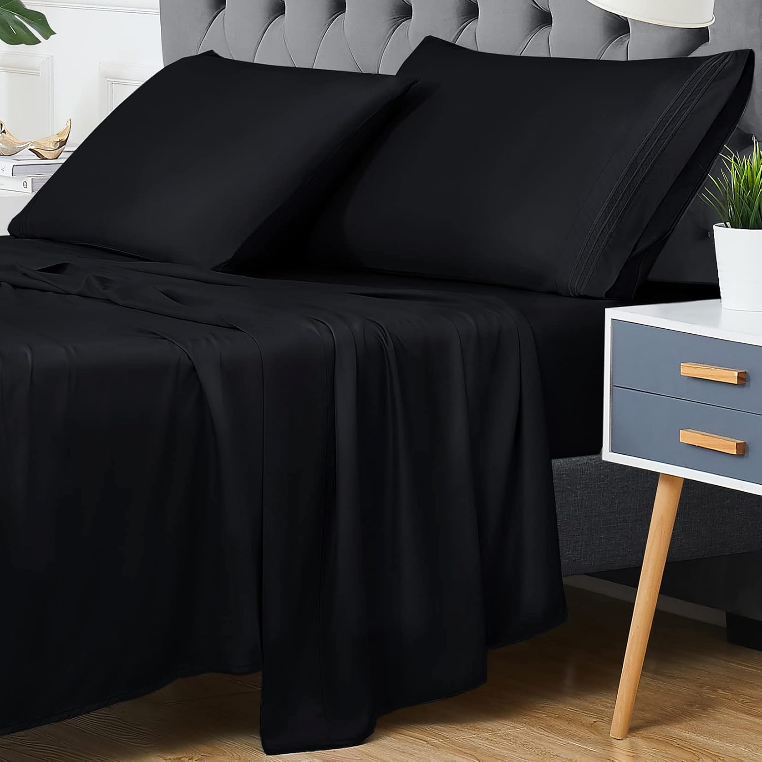 Teal Queen Size 4 PCS Bamboo Sheet Set N259810