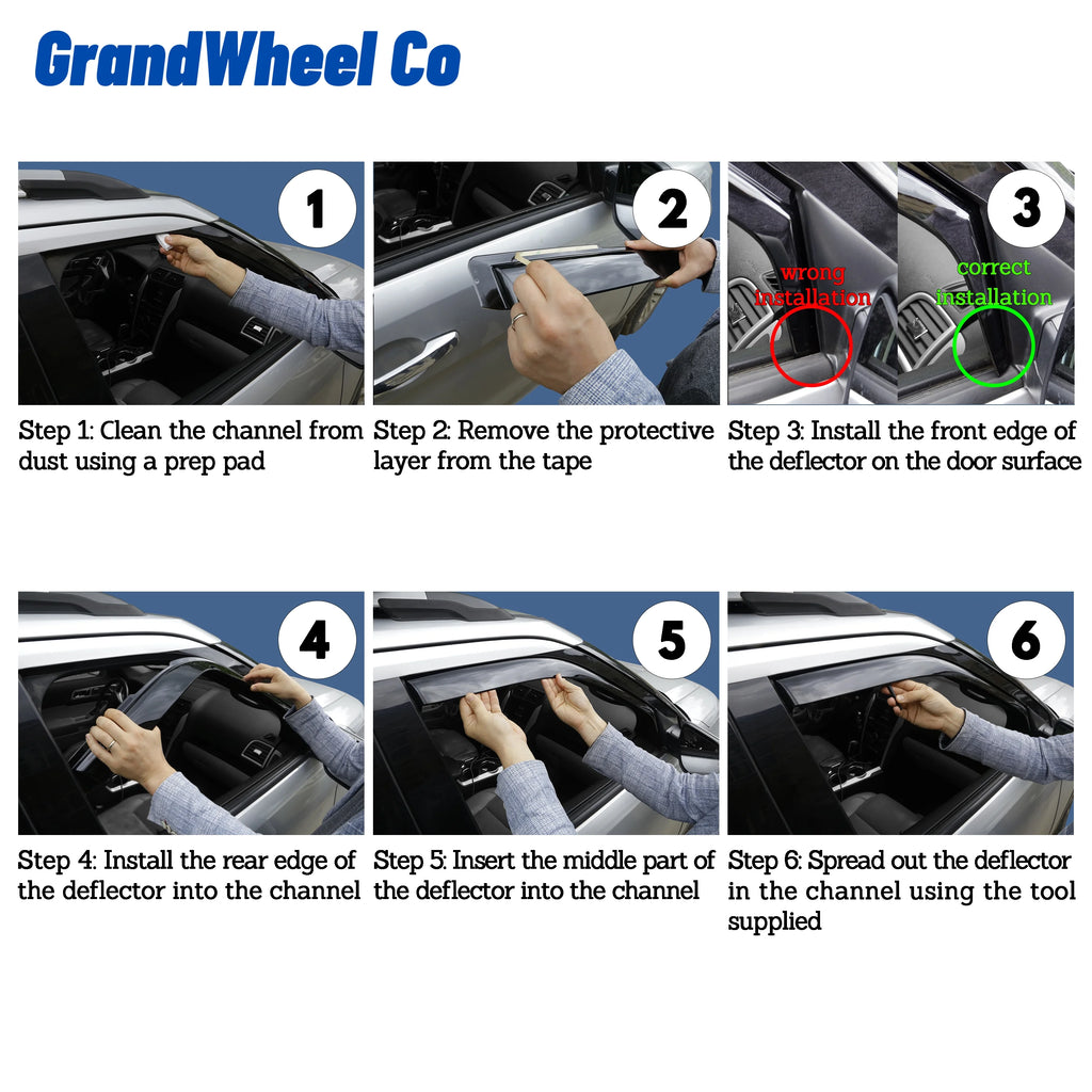 Smoke Tinted in-Channel Side Window Vent Visor Deflectors Rain Guards 4 pcs B41738